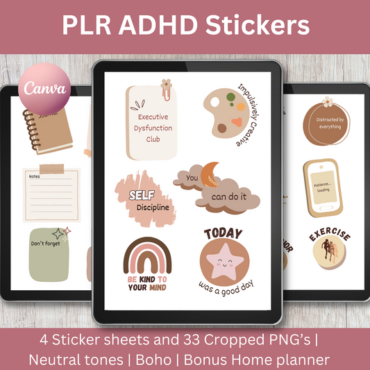 PLR ADHD Digital Stickers