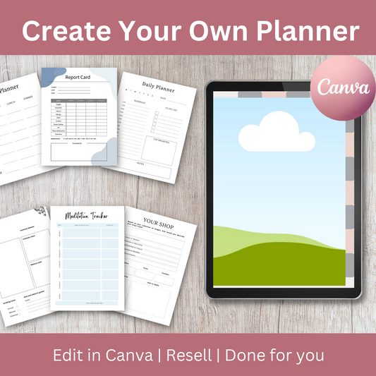 Create your own planner - PLR Planner Templates, Undated Planner Templates, PLR Canva Template, Digital Planner Templates