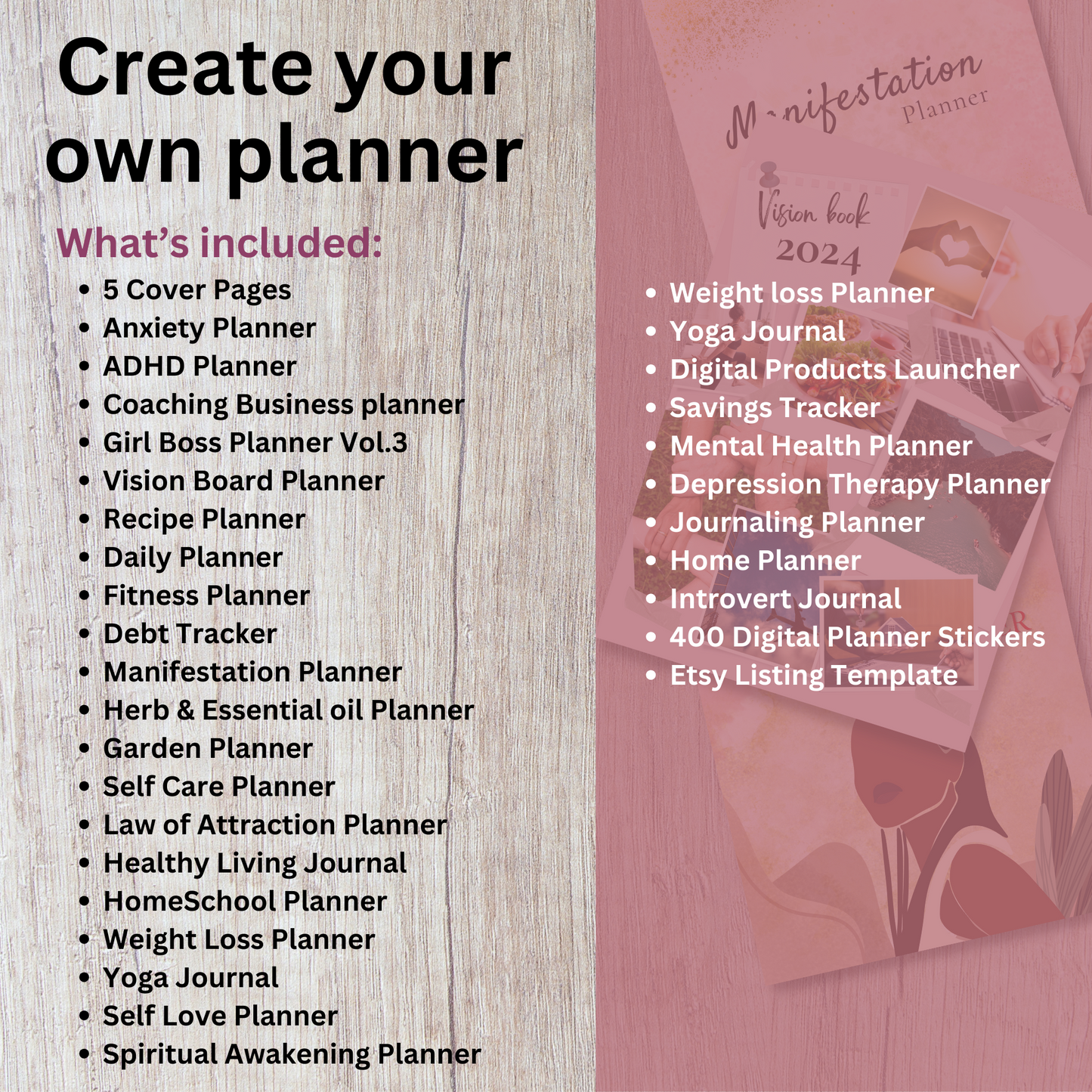 Create your own planner - PLR Planner Templates, Undated Planner Templates, PLR Canva Template, Digital Planner Templates